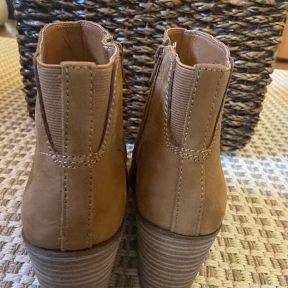 Lucky Brand Camel Brown Suede Wedge Zanta Bootie Boot Womens Sz 9.5 - Picture 7 of 9